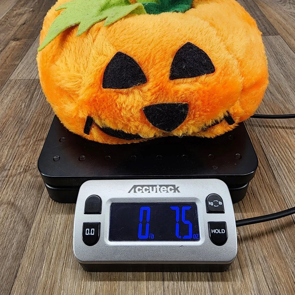 Vintage Halloween Jack O Lantern Pumpkin Plush Stuffed Orange Made Taiwan 8